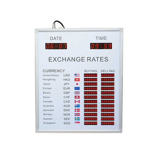 12 Rows and 2 Columns led exchange rate board