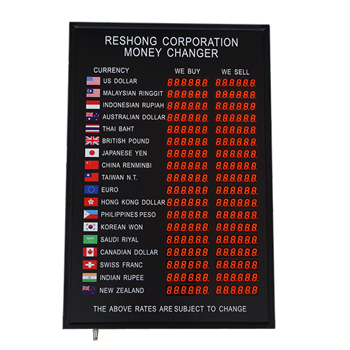 18 Rows and 2 Columns LED Currency Exchange Rate Board