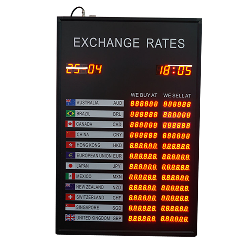 12 Rows and 2 Columns Currency Rate Board