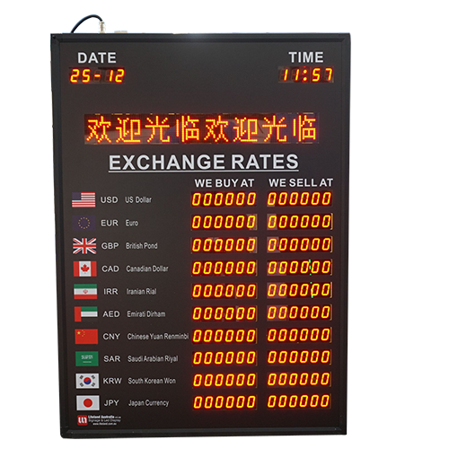 Money exchange rate display board With Moving Message