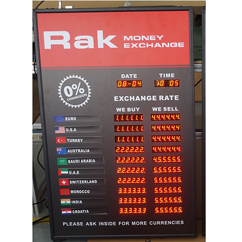 Electronic exchange rate board