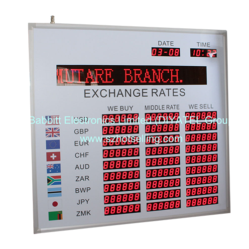 Digital forex Electronic Money Currency exchange rate board display for bank with software