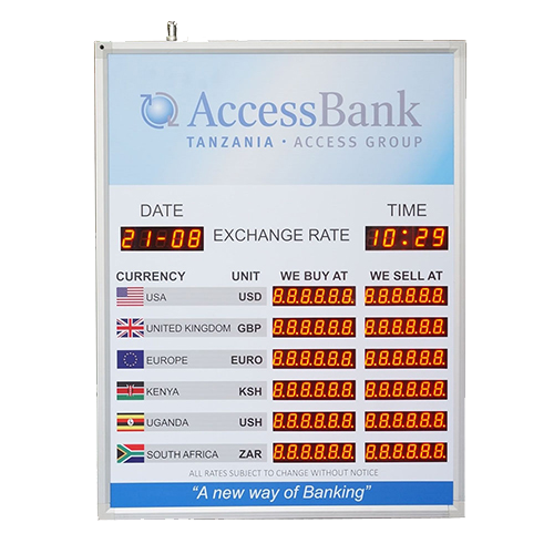 6 Rows and 2 Columns Money exchange rate display board