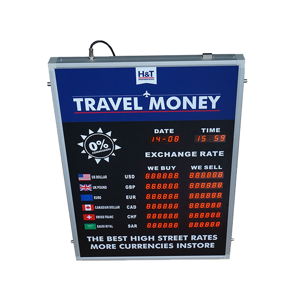 6 Rows and 2 Columns Exchange Rate Display With Software