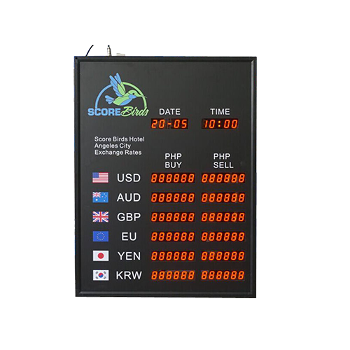 6 Rows and 2 Columns digital forex currency exchange rate board