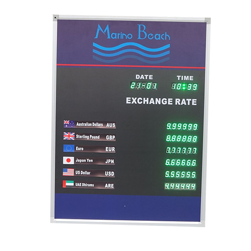 6 Rows and 1 Column Exchange Rate Display Board